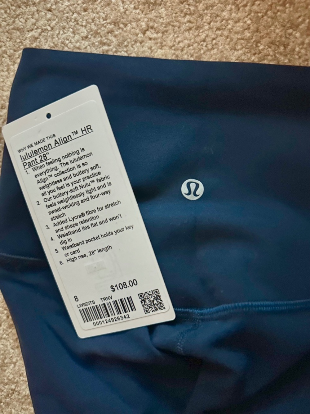 NWT Align 28” True Navy Leggings